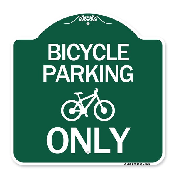 Signmission Bicycle Parking With Graphic, Green & White Aluminum Architectural Sign, 18" x 18", GW-1818-24320 A-DES-GW-1818-24320 - main